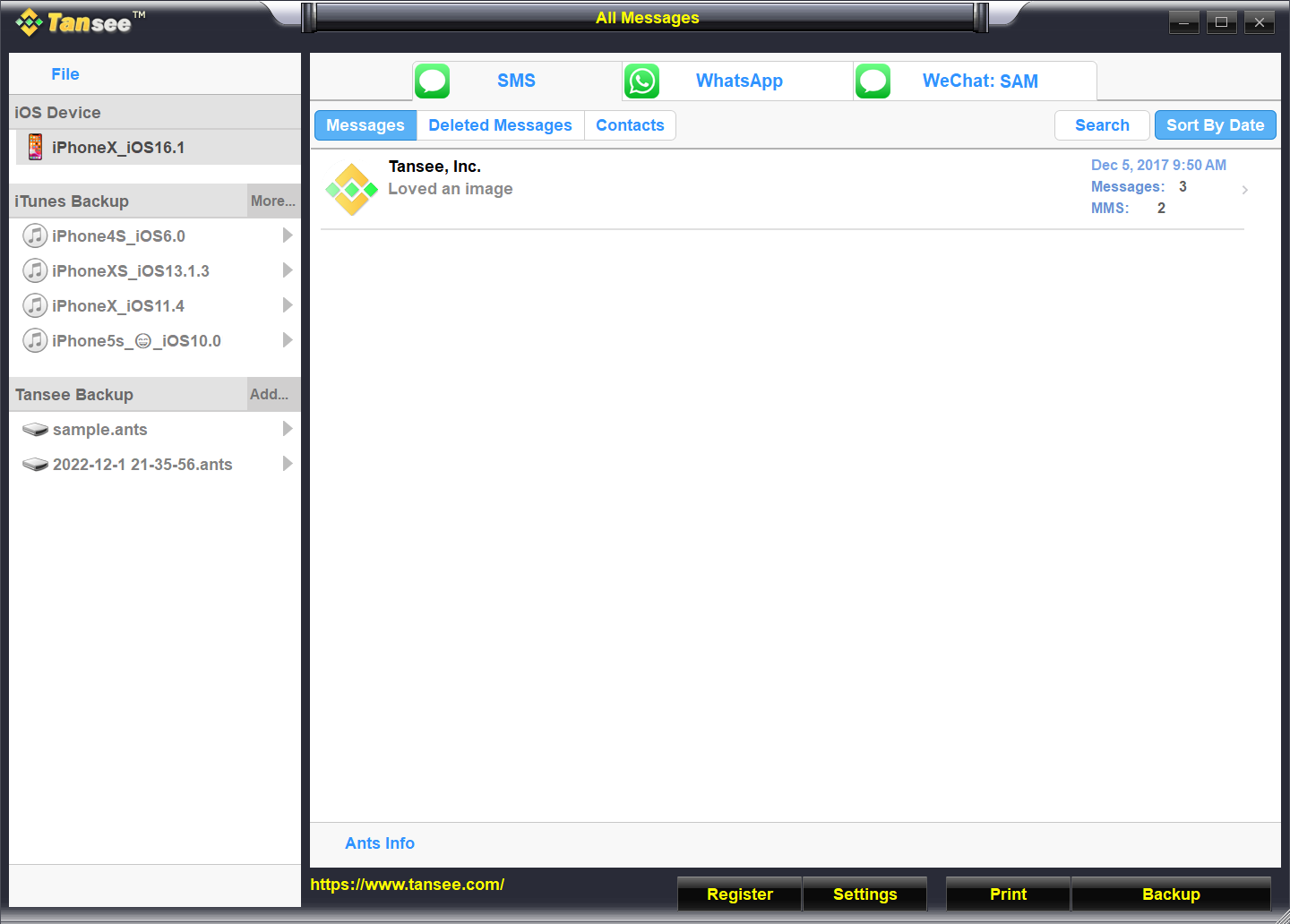 Tansee iPhone/iPod/iPad Messages Copy screenshot