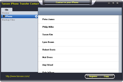 Click to view Tansee iPhone Contact Backup 1.2.0.0 screenshot