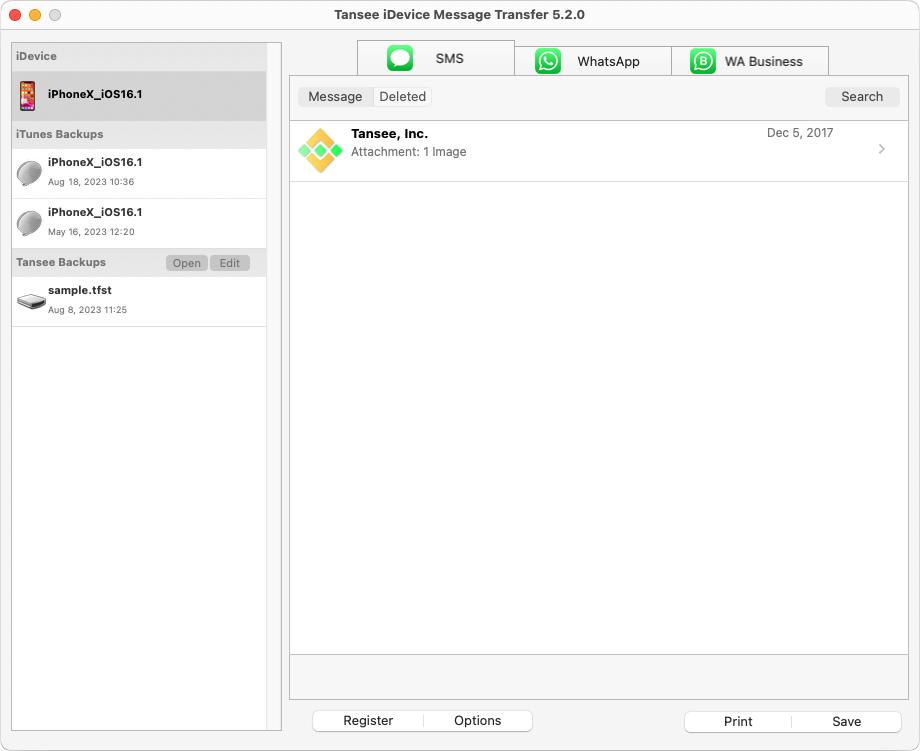 Tansee iPhone/iPad/iPod SMS&MMS&iMessage Transfer MAC version